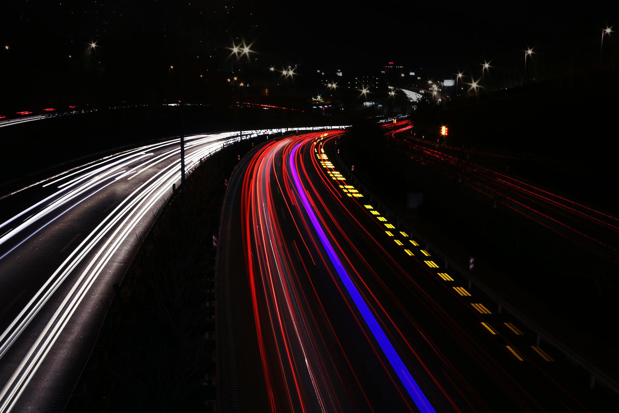 Light trails on a NSW motorway at dusk